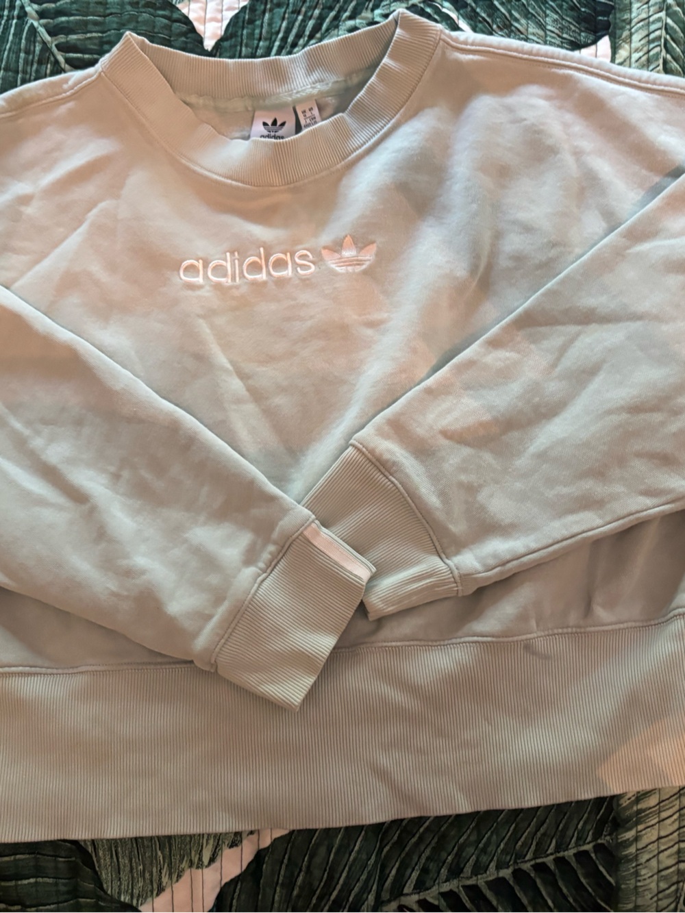 adidas Light Mint Crewneck Sweatshirt with Embroidered Trefoil